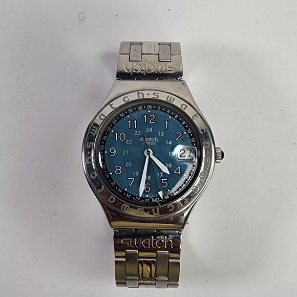 Swatch Watch Happy Joe Irony Stainless Steel 37mmโ Swiss Quartz Unisex Date Rare - Picture 2 of 16